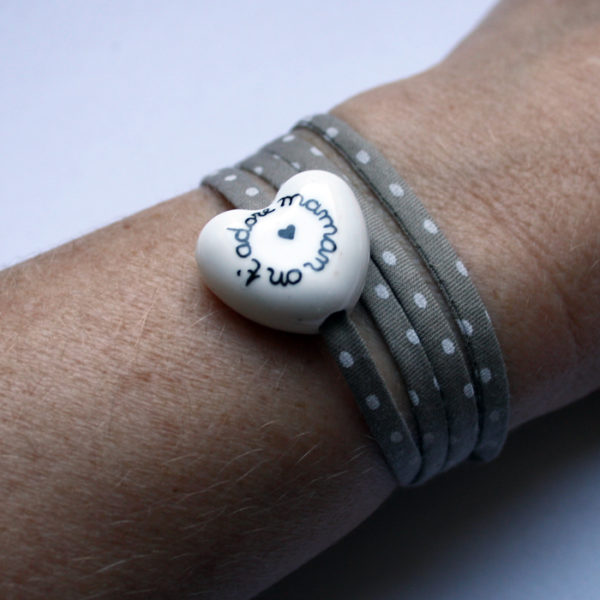 Bracelet pour maman cœur bombé Claudia Ladrière Créations Cadeaux